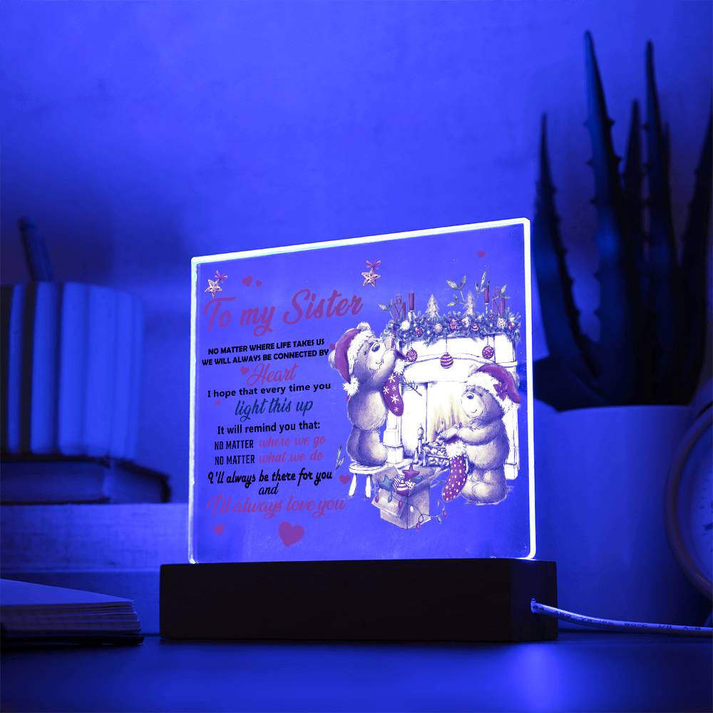 Connected By Heart - Christmas-Themed Acrylic Display Centerpiece For Sister