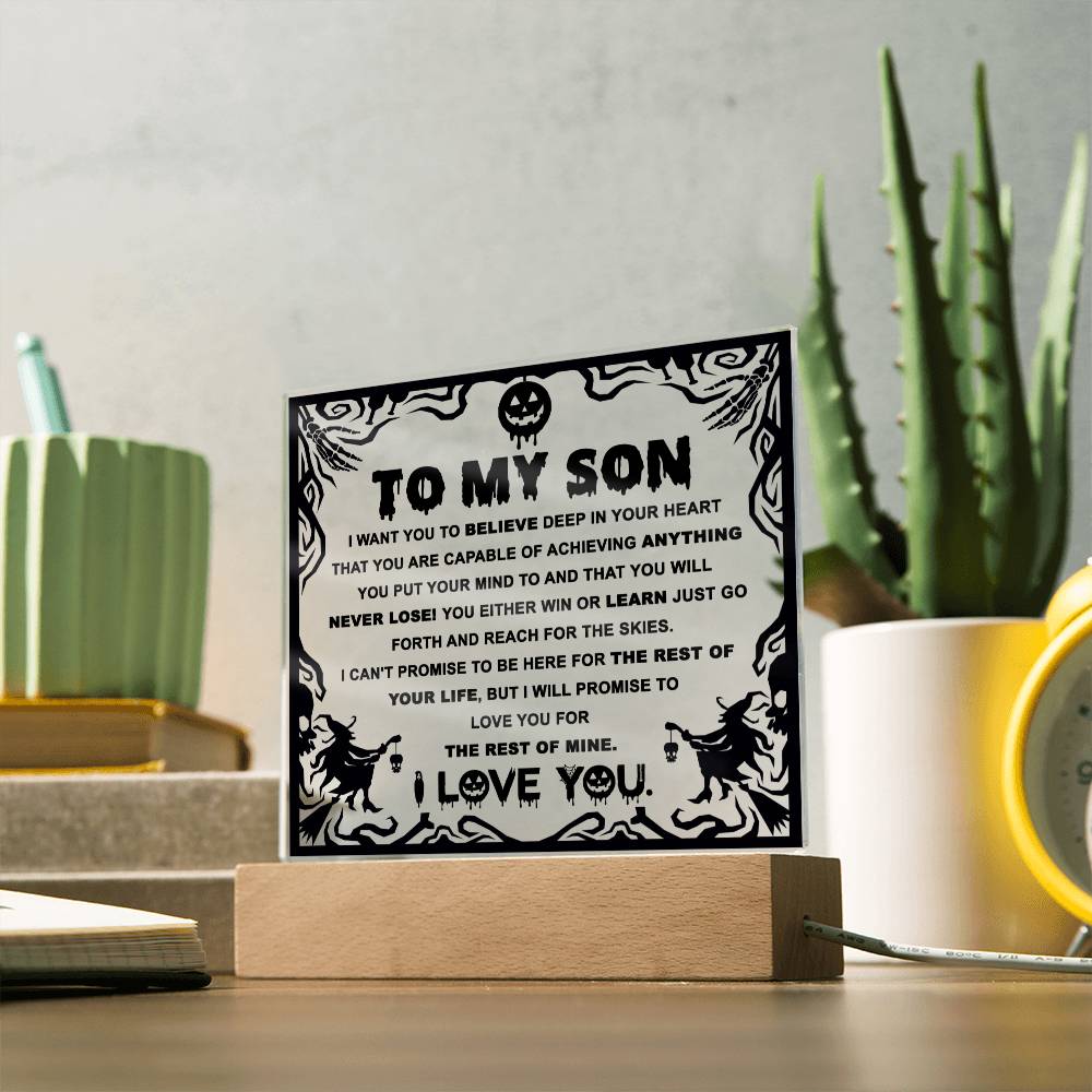 Win Or Learn - Halloween-Themed Acrylic Display Centerpiece For Son