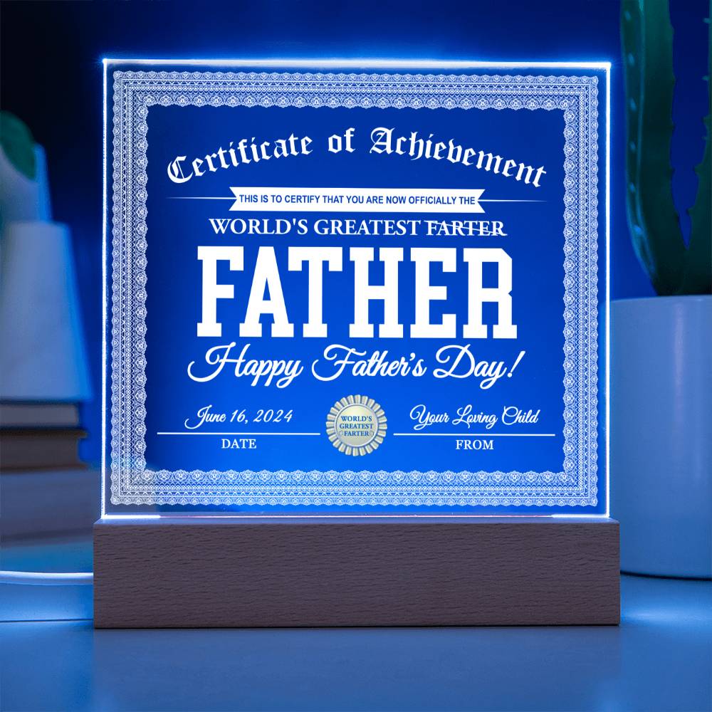 World's Greatest Farter - Acrylic Display Centerpiece For Dad