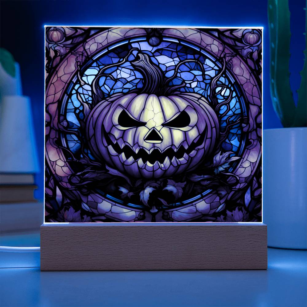 Pumpkin Stained Glass Halloween-Themed Acrylic Display Centerpiece