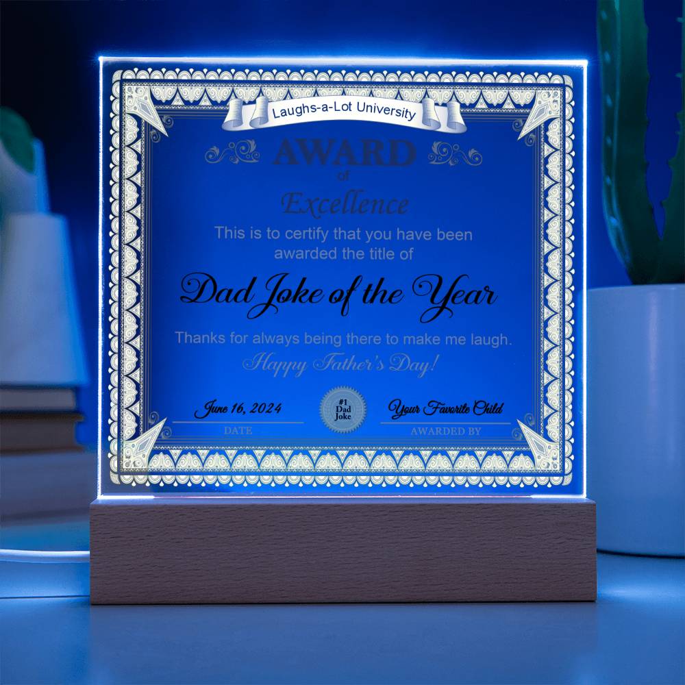 Award Of Excellence - Acrylic Display Centerpiece For Dad