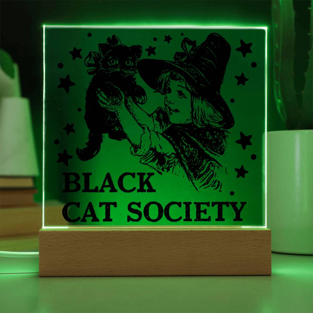 Black Cat Society - Halloween-Themed Acrylic Display Centerpiece