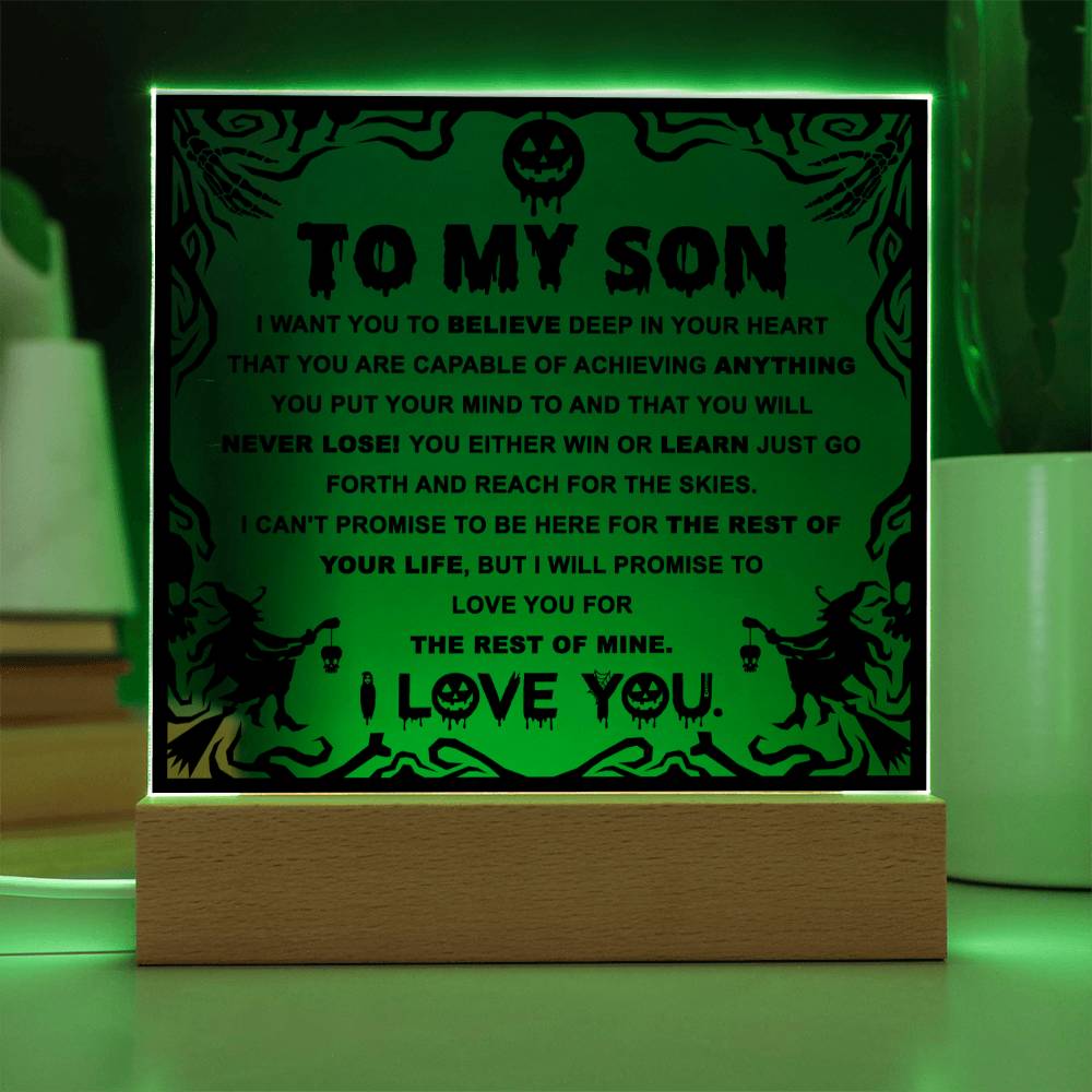 Win Or Learn - Halloween-Themed Acrylic Display Centerpiece For Son
