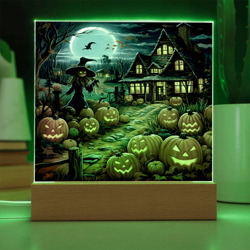 Halloween Mansion Stained Glass Halloween-Themed Acrylic Display Centerpiece