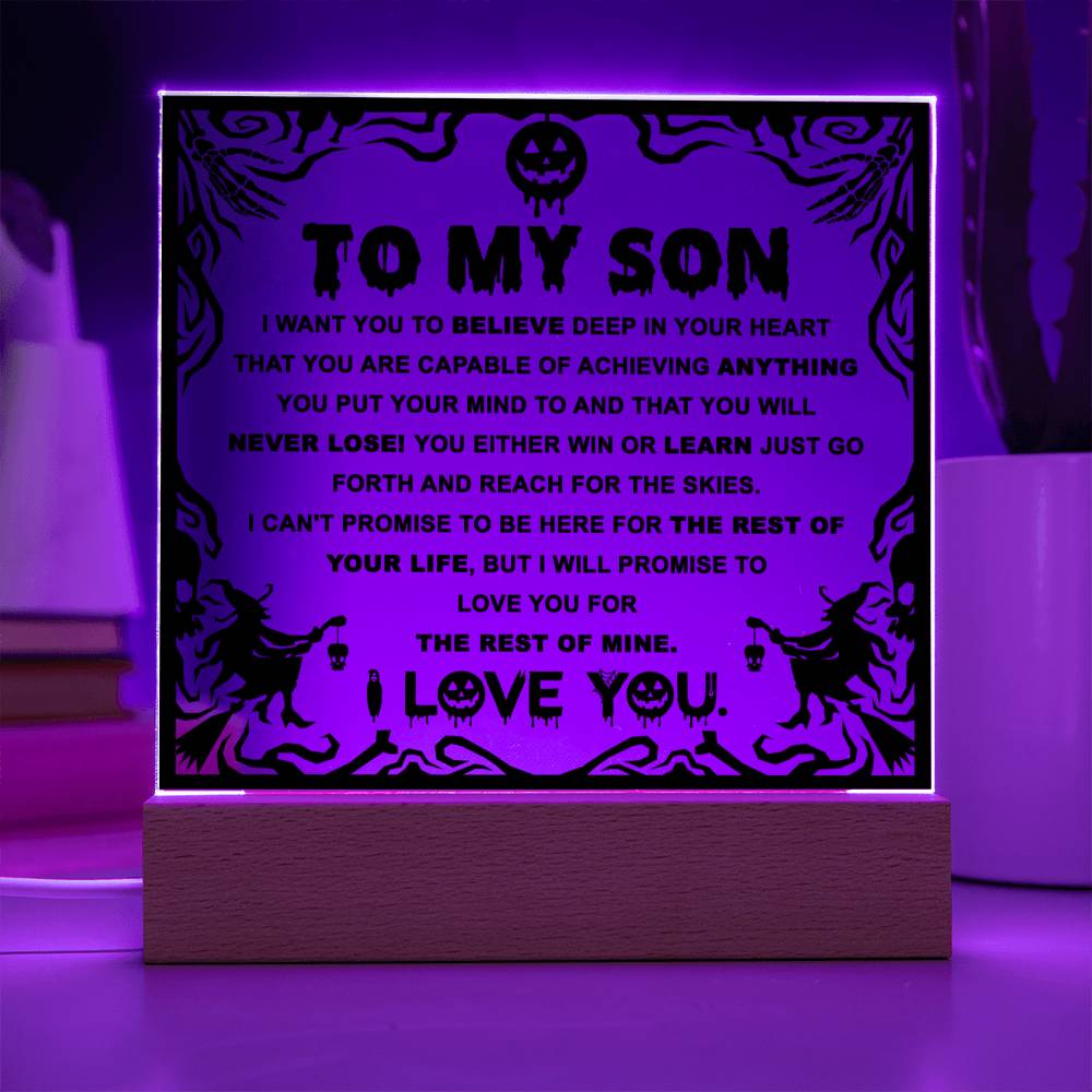 Win Or Learn - Halloween-Themed Acrylic Display Centerpiece For Son