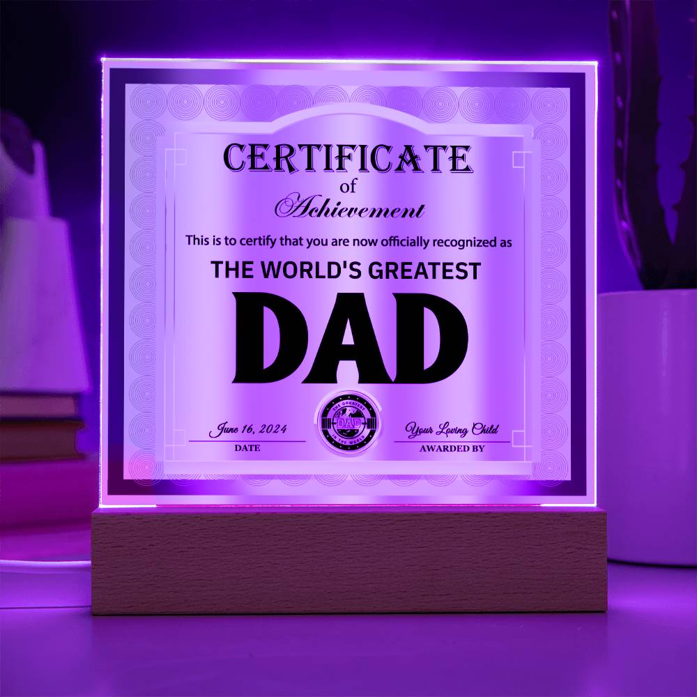 Official Recognition - Acrylic Display Centerpiece For Dad