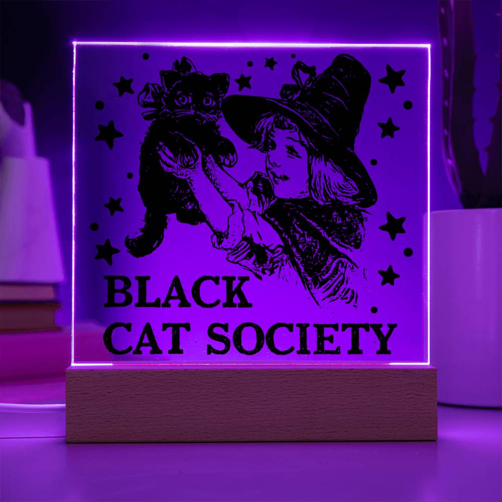 Black Cat Society - Halloween-Themed Acrylic Display Centerpiece