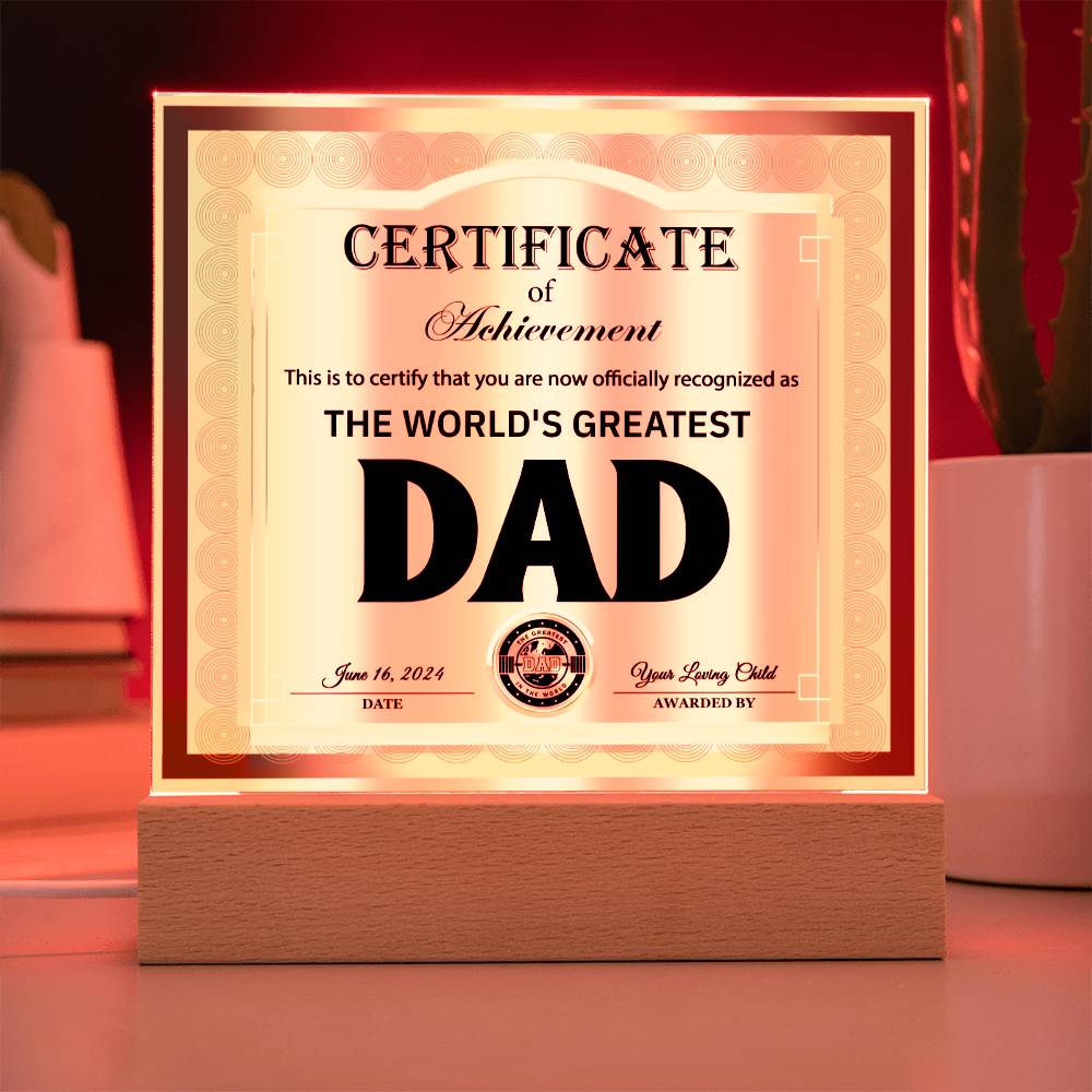 Official Recognition - Acrylic Display Centerpiece For Dad