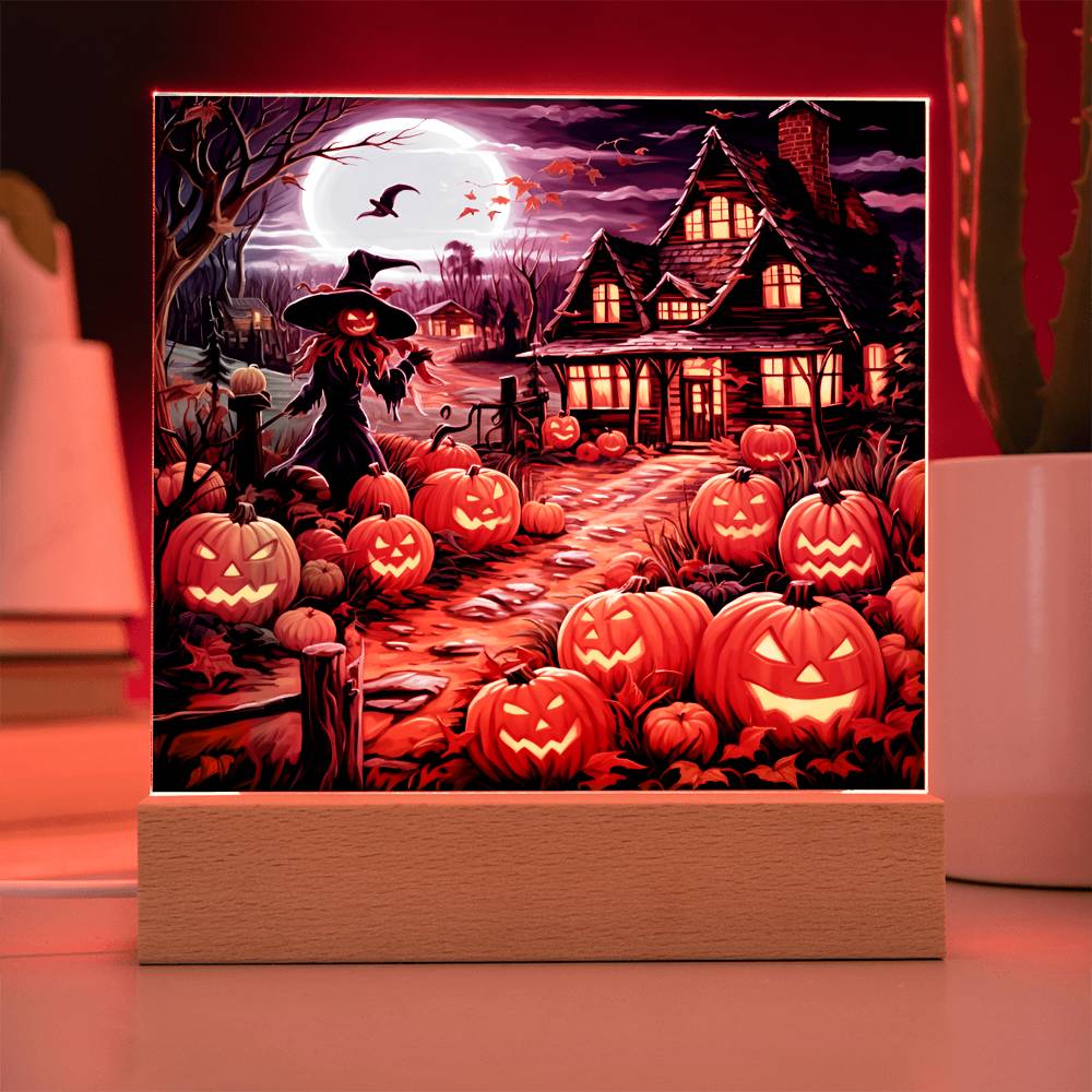 Halloween Mansion Stained Glass Halloween-Themed Acrylic Display Centerpiece