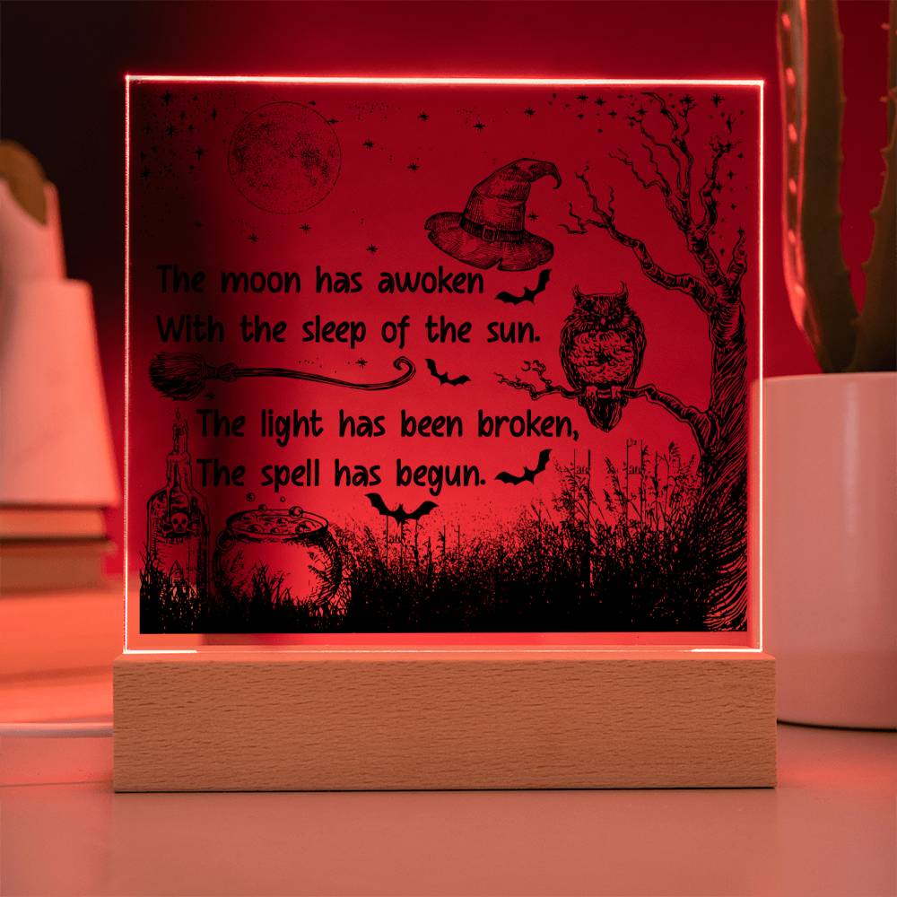 The Spell Has Begun - Halloween-Themed Acrylic Display Centerpiece