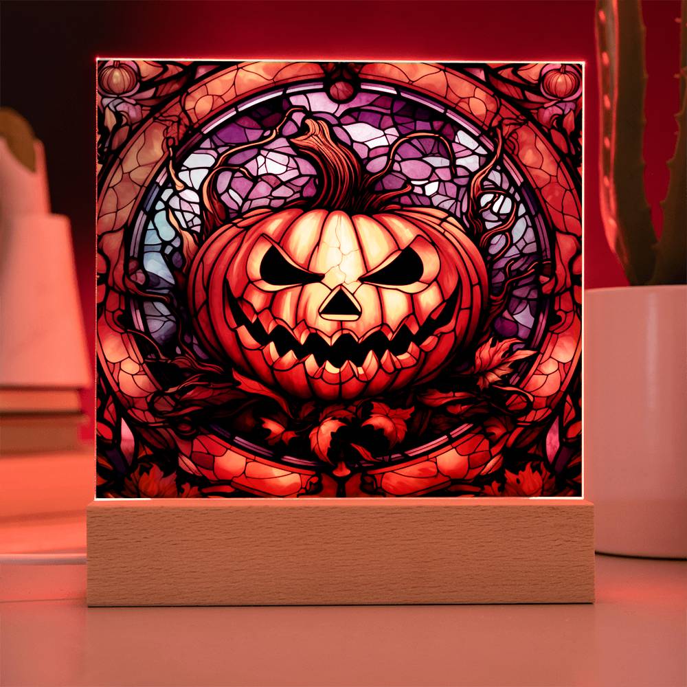 Pumpkin Stained Glass Halloween-Themed Acrylic Display Centerpiece