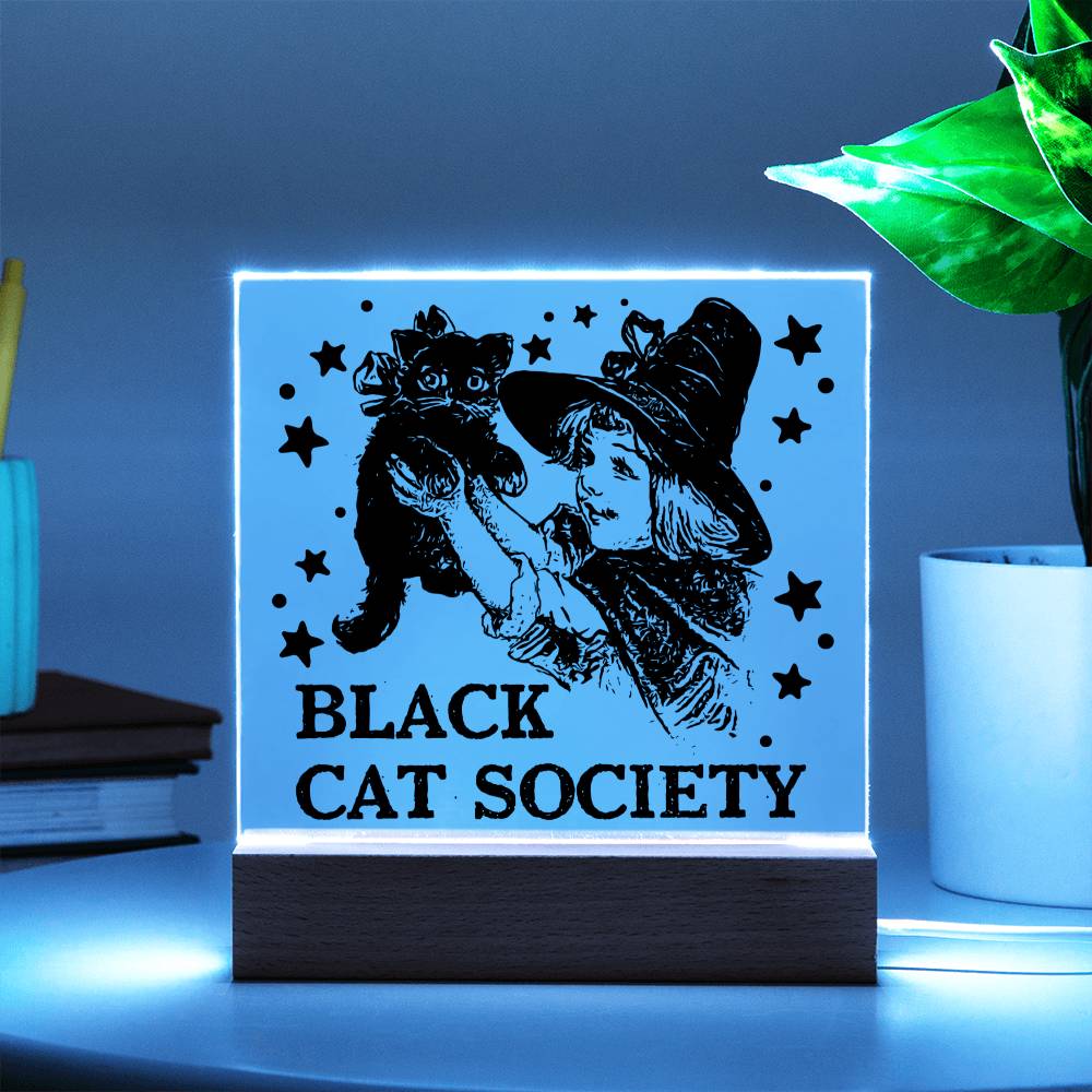 Black Cat Society - Halloween-Themed Acrylic Display Centerpiece