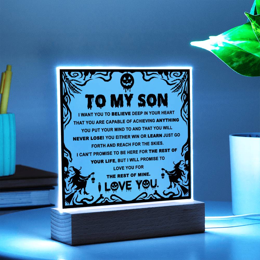 Win Or Learn - Halloween-Themed Acrylic Display Centerpiece For Son