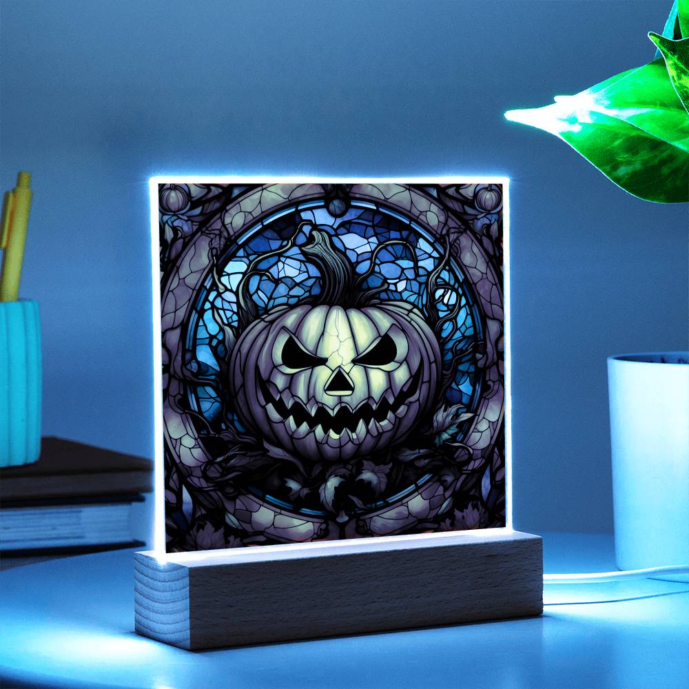 Pumpkin Stained Glass Halloween-Themed Acrylic Display Centerpiece