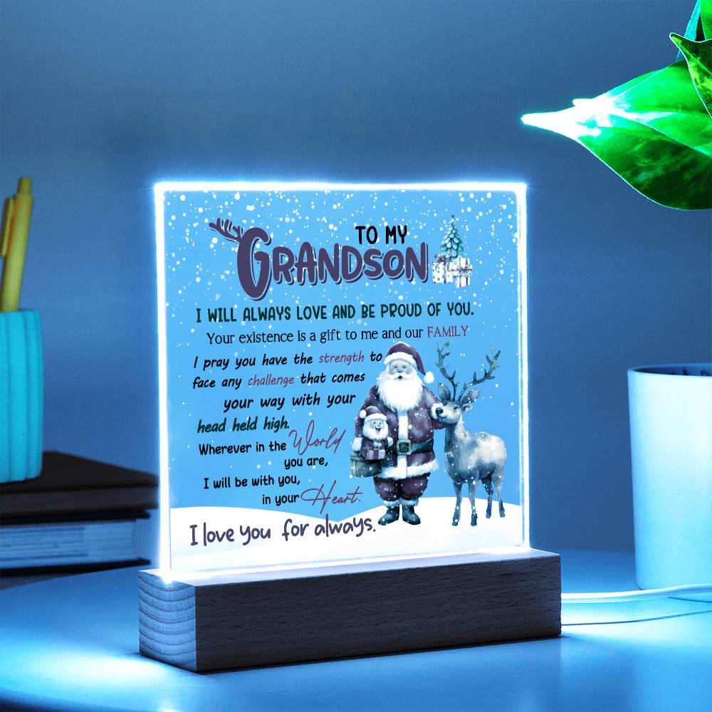With You In Your Heart - Christmas-Themed Acrylic Display Centerpiece For Grandson