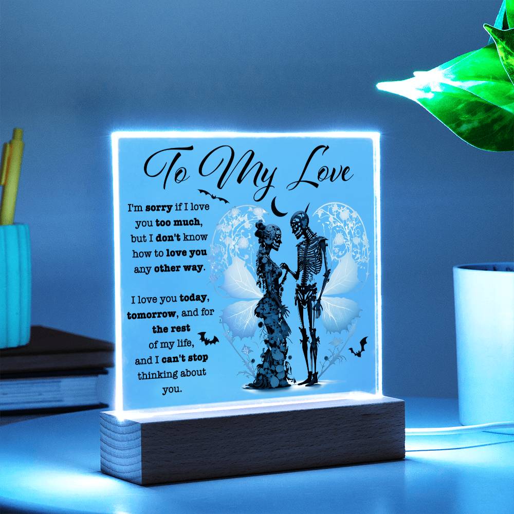 Love You Too Much - Halloween-Themed Acrylic Display Centerpiece