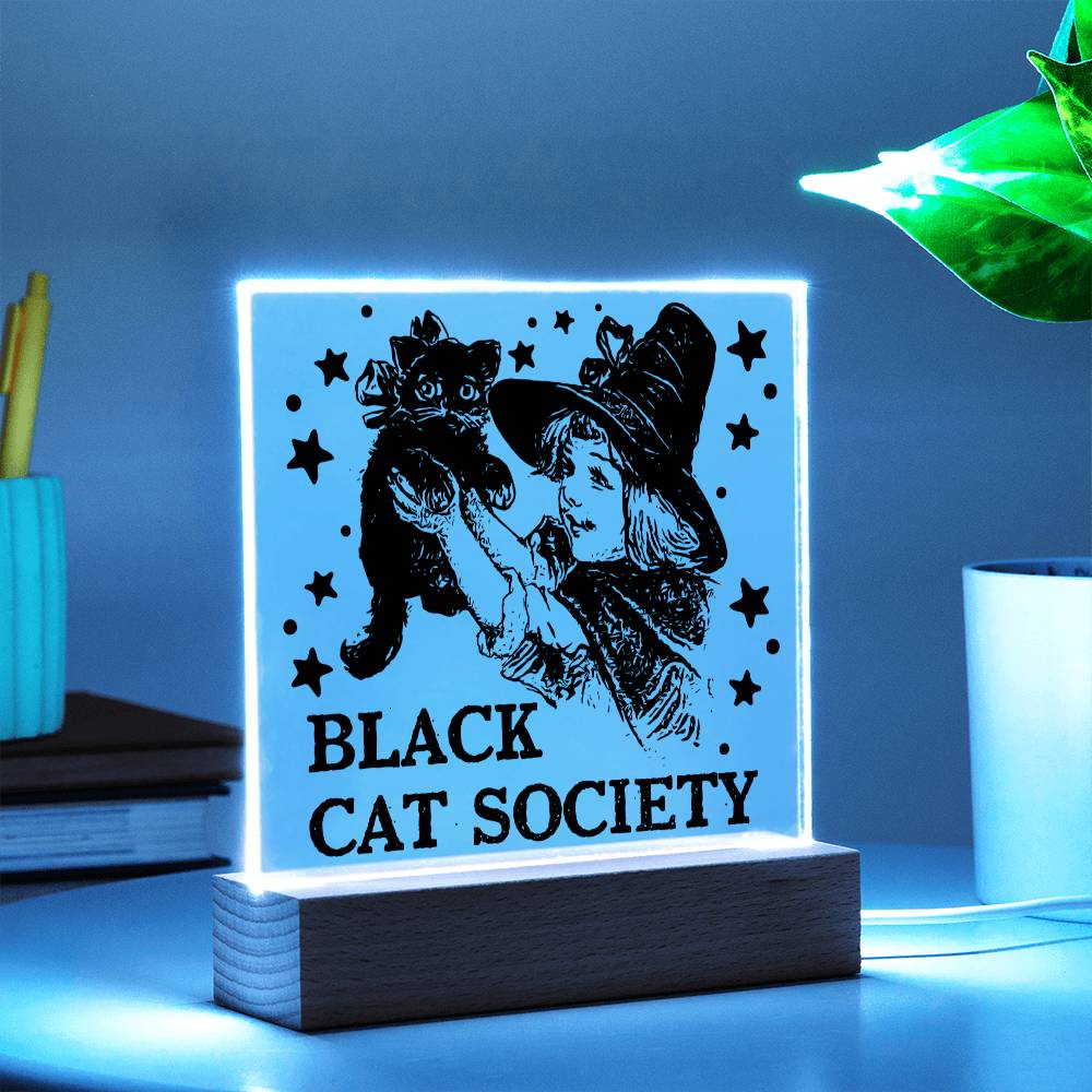 Black Cat Society - Halloween-Themed Acrylic Display Centerpiece