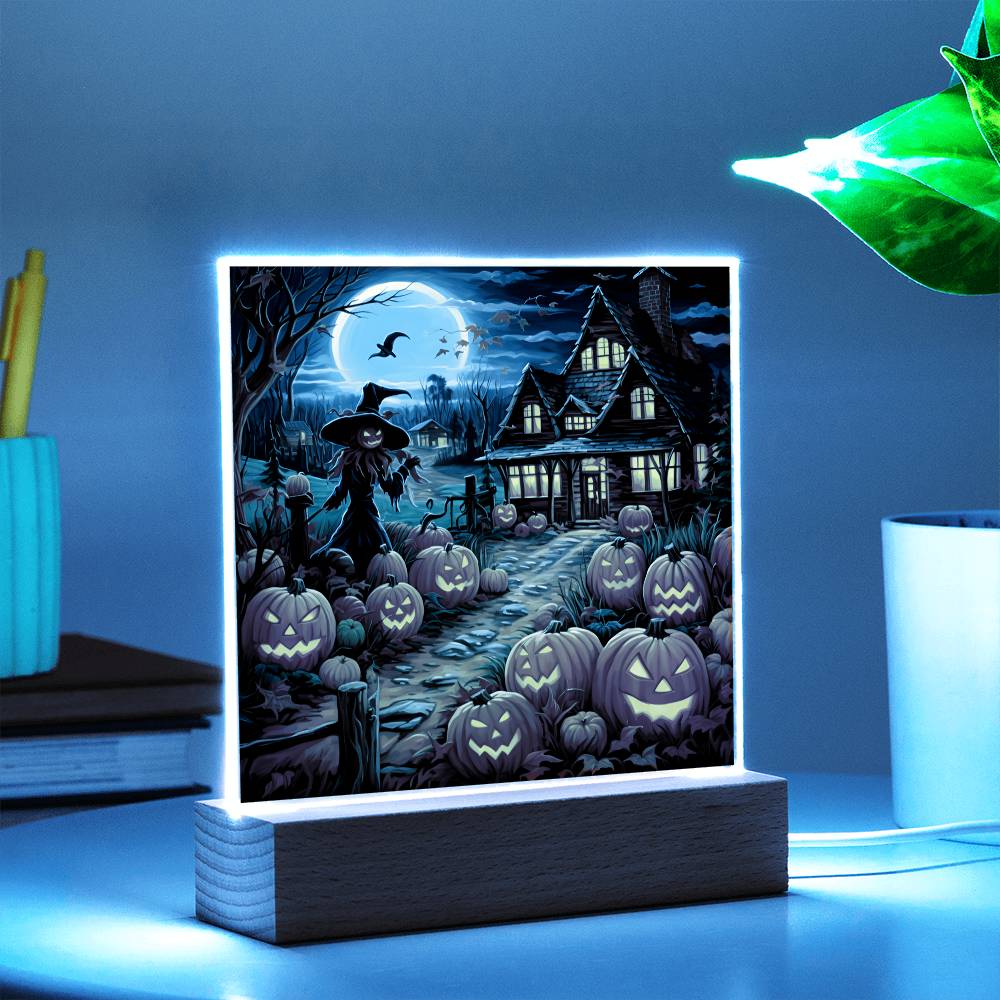 Halloween Mansion Stained Glass Halloween-Themed Acrylic Display Centerpiece