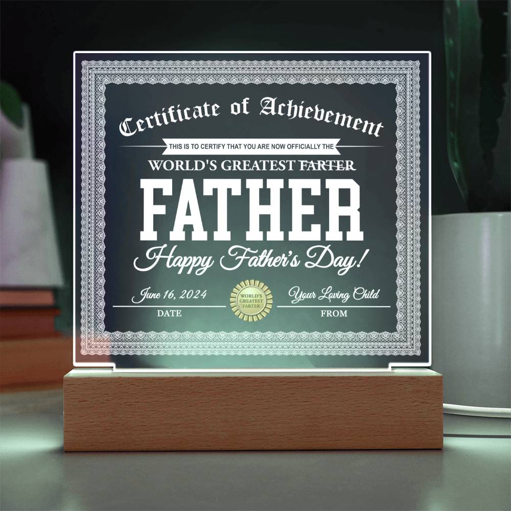 World's Greatest Farter - Acrylic Display Centerpiece For Dad
