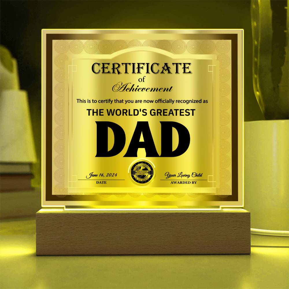 Official Recognition - Acrylic Display Centerpiece For Dad