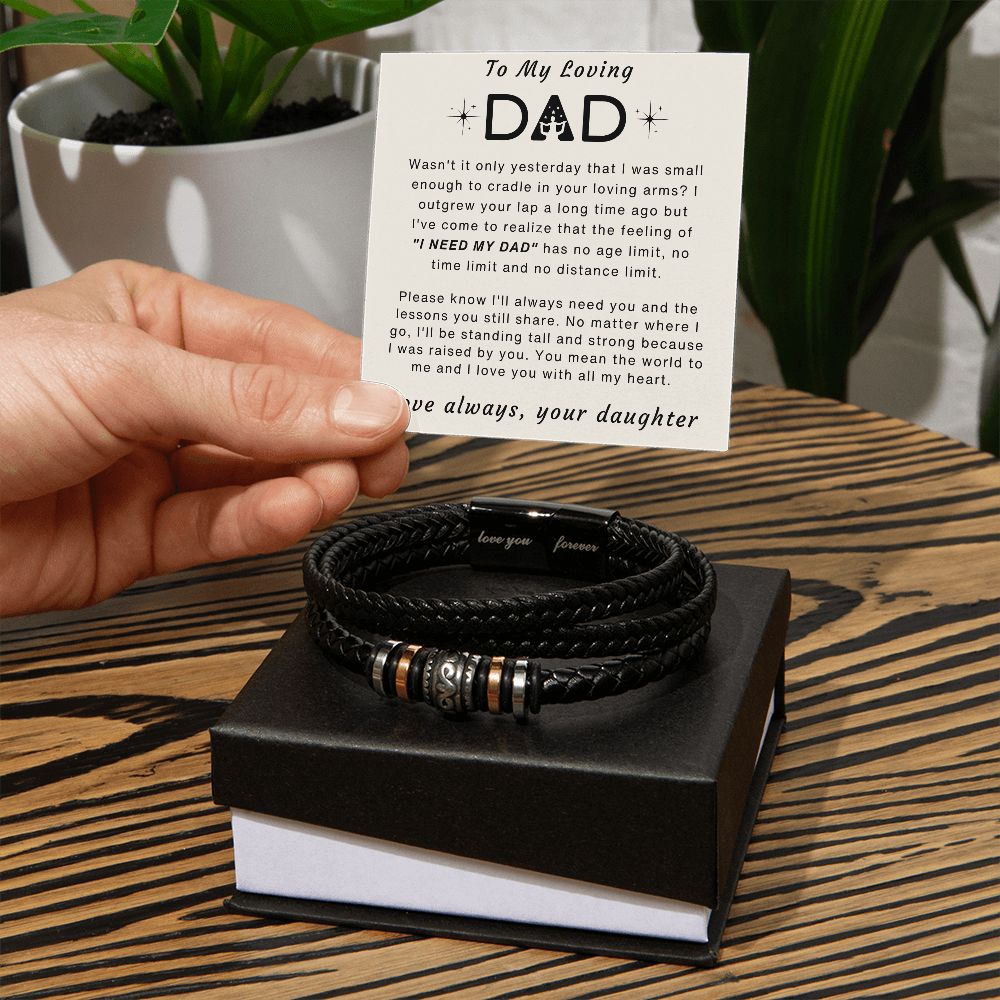 You Mean The World To Me - Vegan Leather Bracelet For Dad