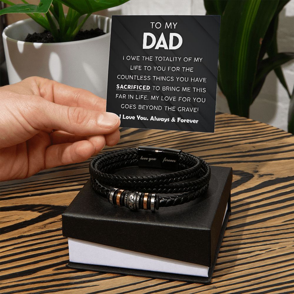 Your Countless Sacrifices - Vegan Leather Bracelet For Dad