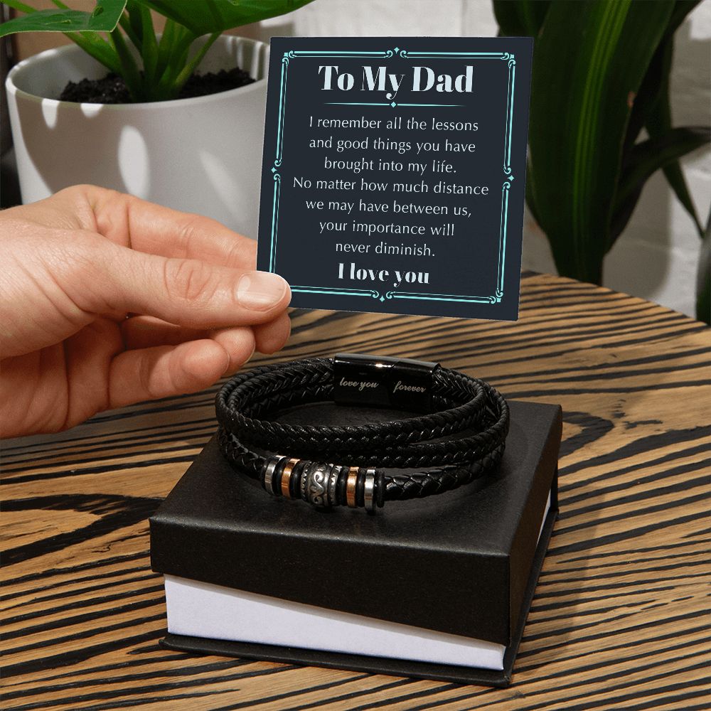 Remembering Your Lessons - Vegan Leather Bracelet For Dad