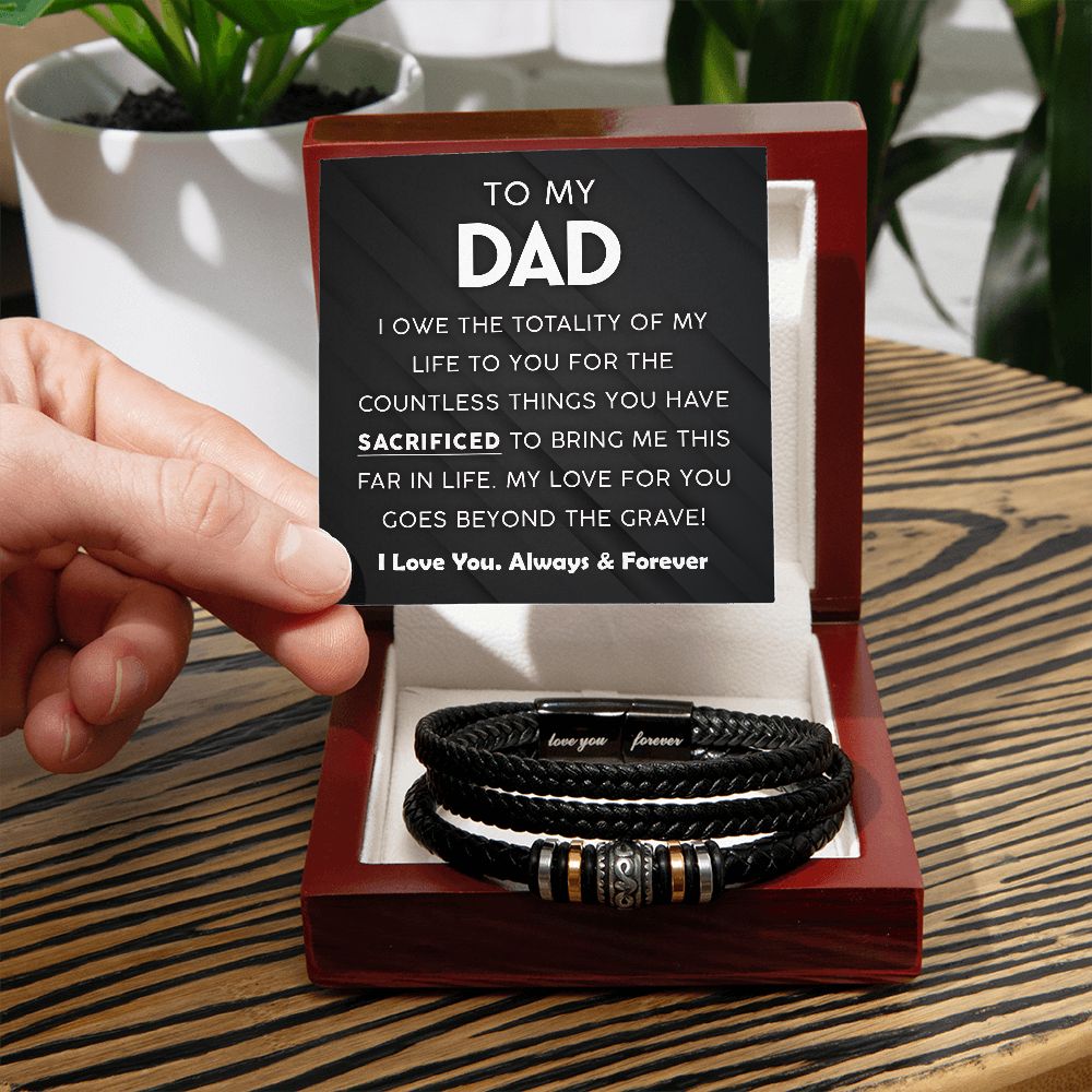 Your Countless Sacrifices - Vegan Leather Bracelet For Dad