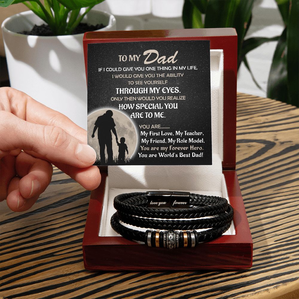 Through My Eyes - Vegan Leather Bracelet For Dad