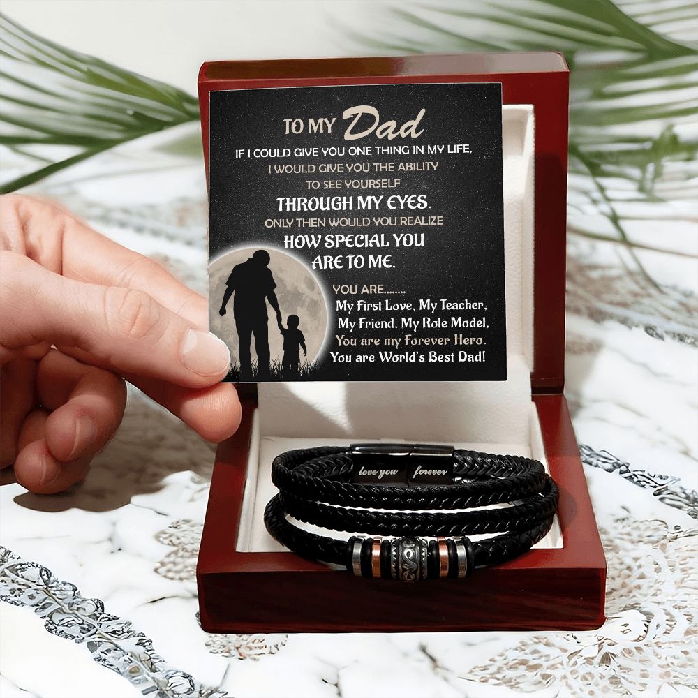 Through My Eyes - Vegan Leather Bracelet For Dad
