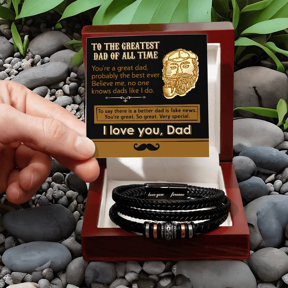 No One Knows Dads Like I Do - Vegan Leather Bracelet For Dad