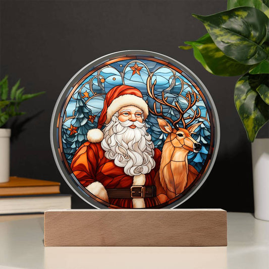 Santa & Reindeer - Christmas-Themed Acrylic Display Centerpiece