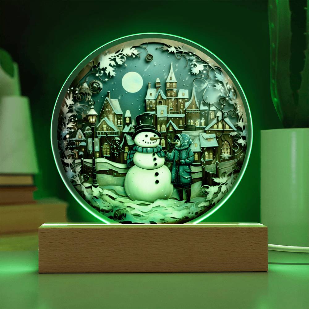 Snowman In Town - Christmas-Themed Acrylic Display Centerpiece
