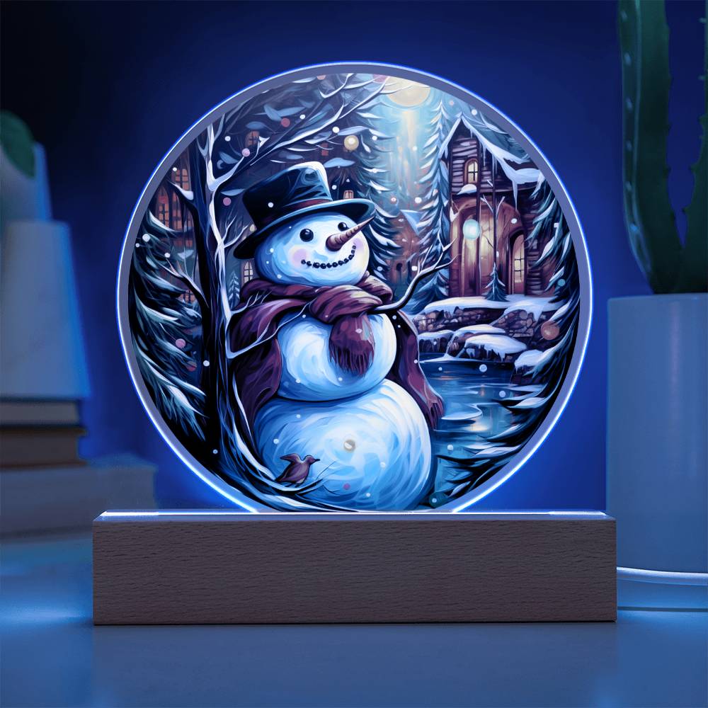 Watercolor Snowman - Christmas-Themed Acrylic Display Centerpiece