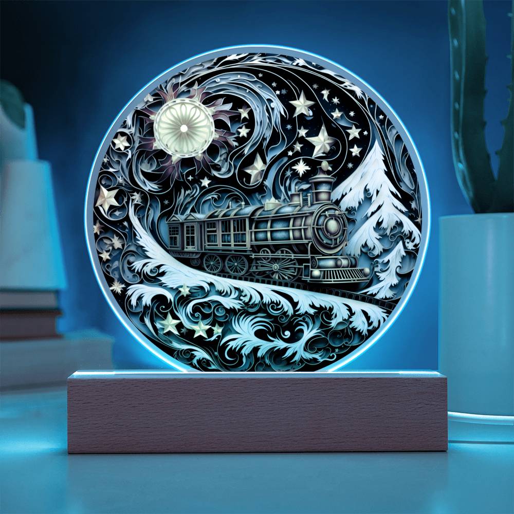 Wooden Christmas Train - Christmas-Themed Acrylic Display Centerpiece