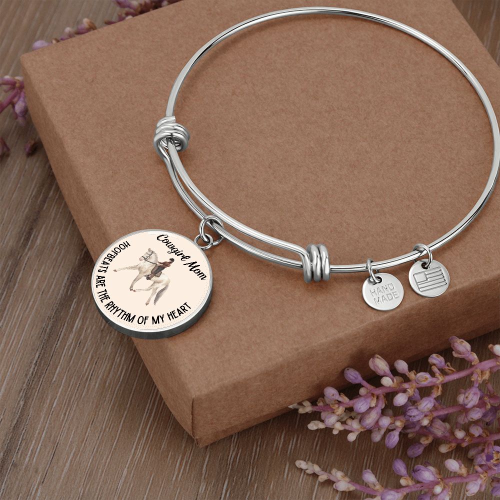 Hoofbeats Are The Rhythm Of My Heart Graphic Bangle For Cowgirl Mom