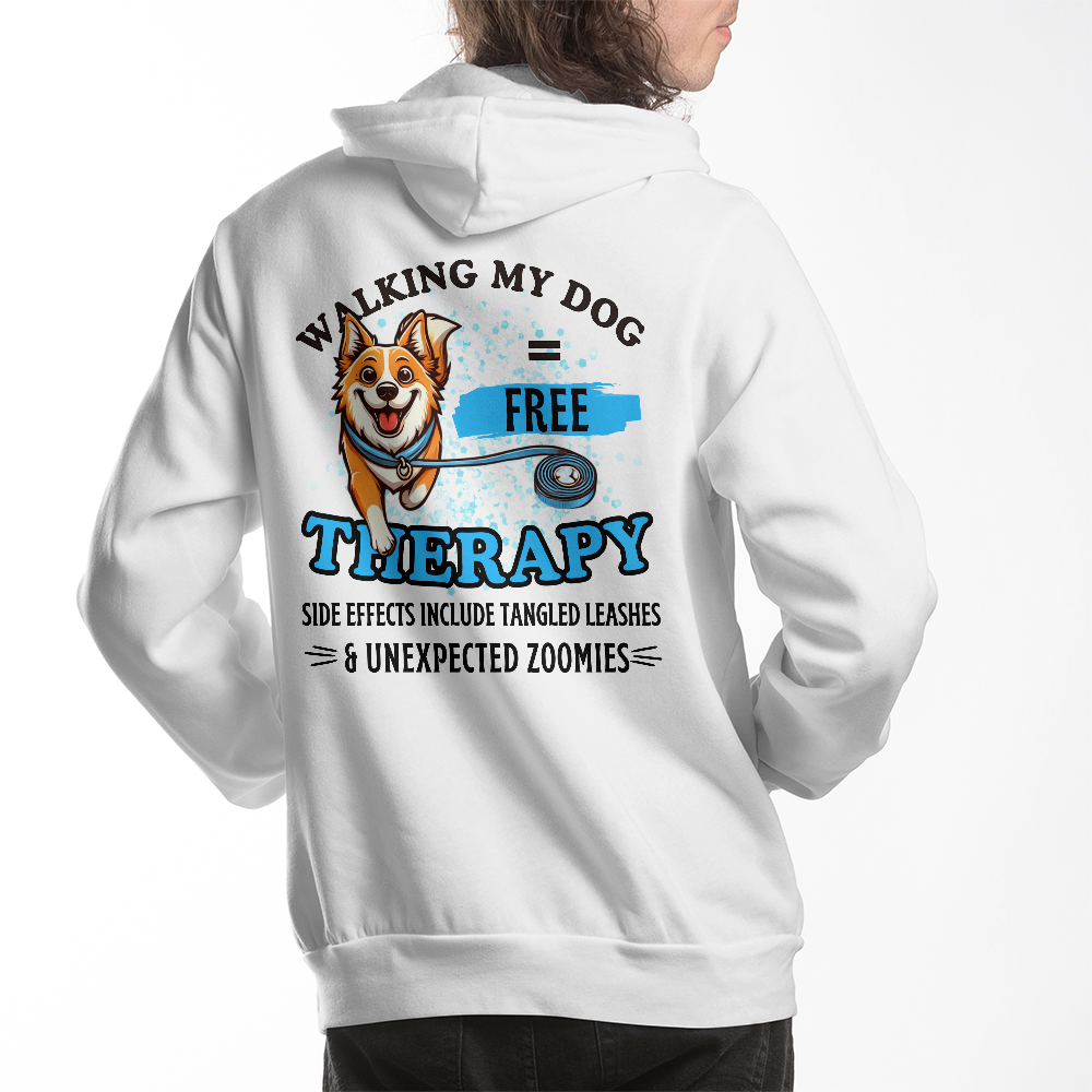 "Walking My Dog = Free Therapy" Funny Dog Lover Unisex Hoodie