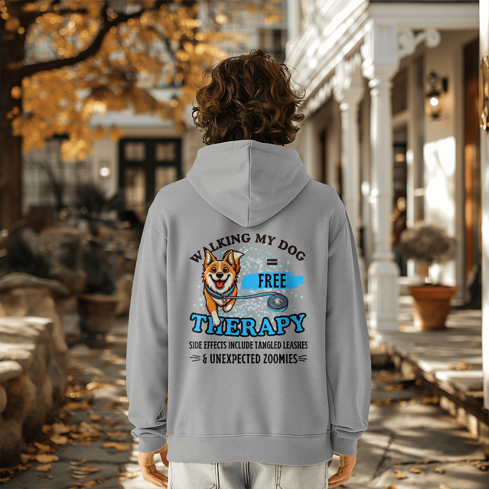 "Walking My Dog = Free Therapy" Funny Dog Lover Unisex Hoodie