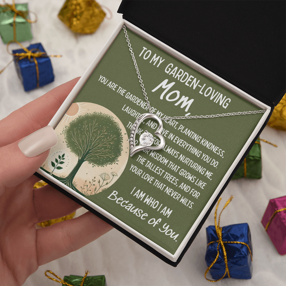 To My Garden-Loving Mom โ Forever Love Necklace with Heartfelt Message