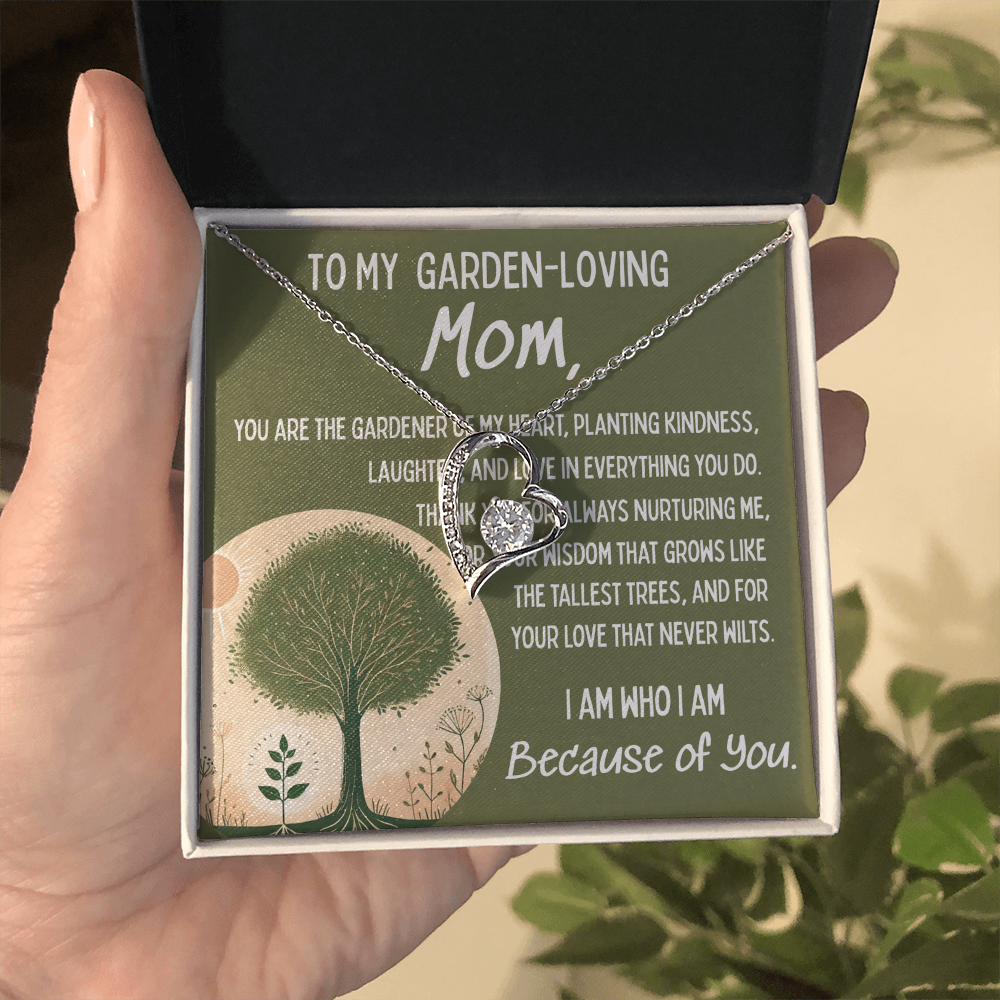 To My Garden-Loving Mom โ Forever Love Necklace with Heartfelt Message