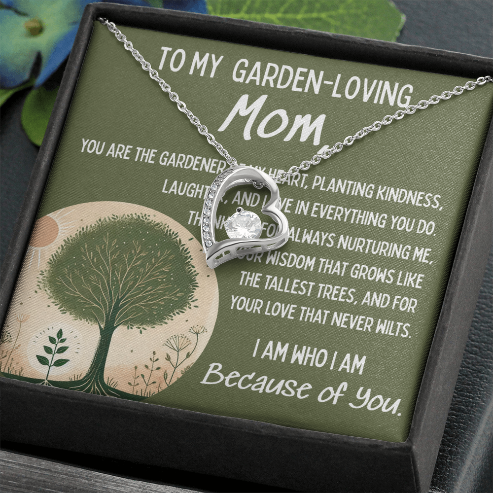 To My Garden-Loving Mom โ Forever Love Necklace with Heartfelt Message