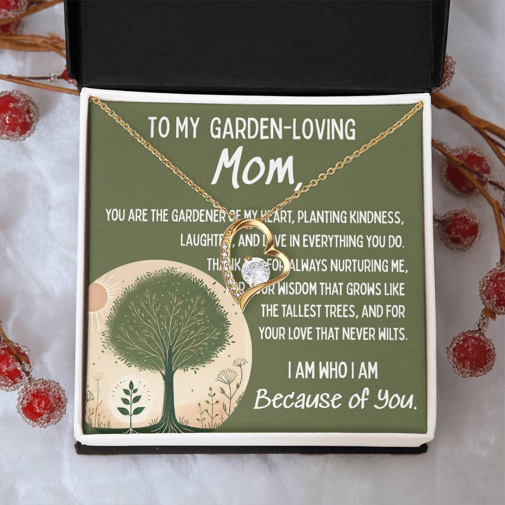 To My Garden-Loving Mom โ Forever Love Necklace with Heartfelt Message
