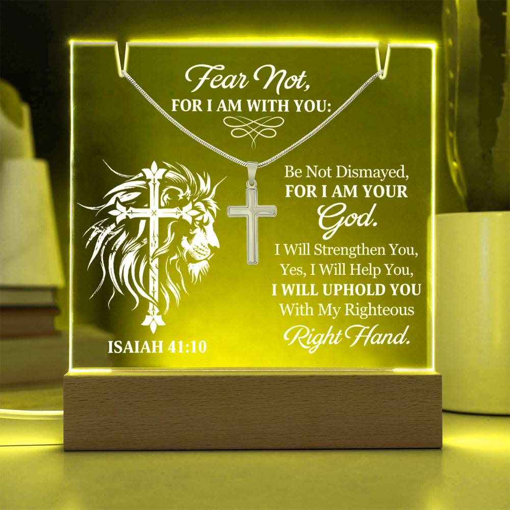 Faith & Light Keepsake Collection (Acrylic Plaque & Unisex Artisan Cross Necklace Bundle)