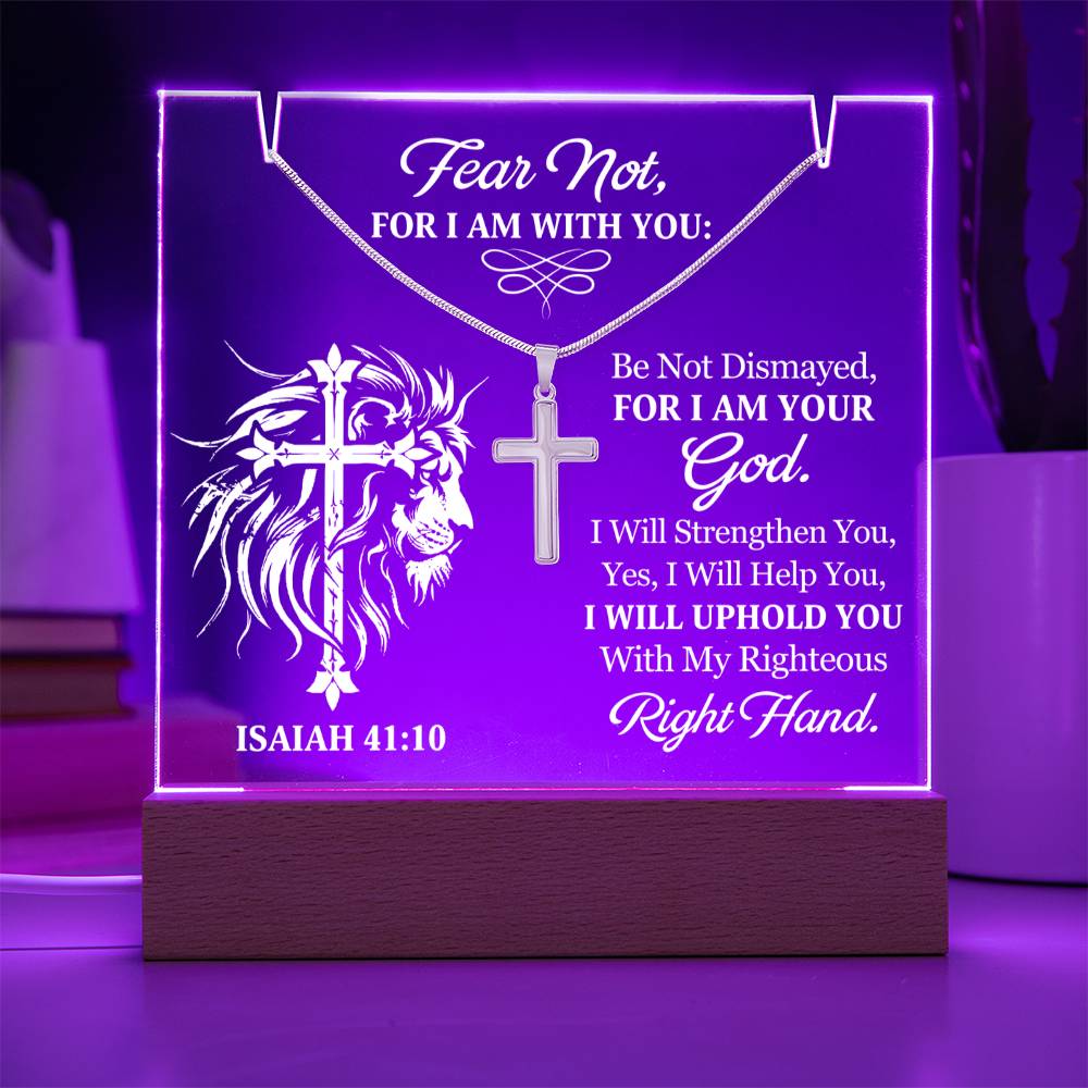 Faith & Light Keepsake Collection (Acrylic Plaque & Unisex Artisan Cross Necklace Bundle)