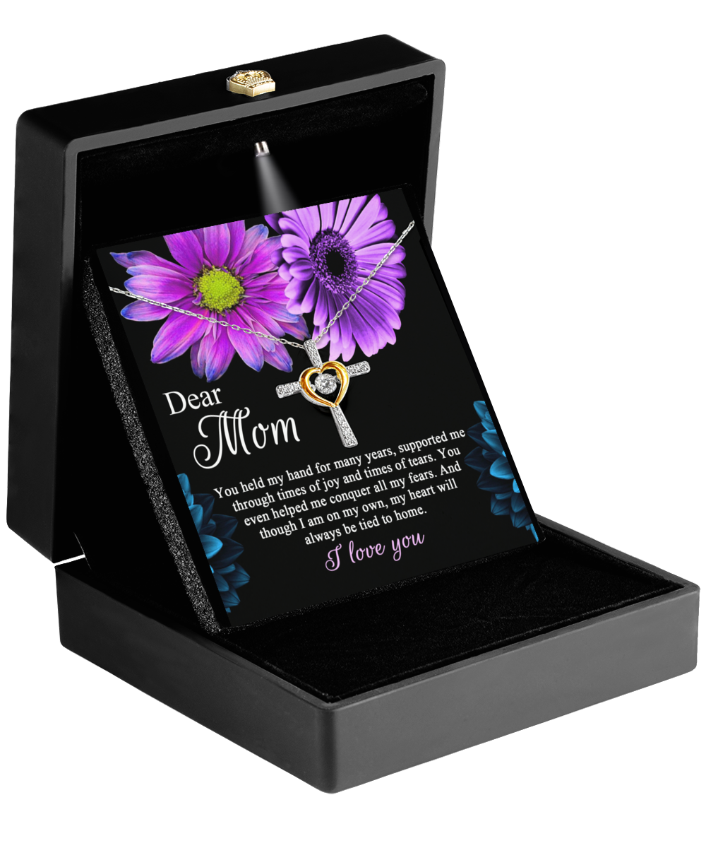 Always Tied To Home - Dancing Cross Necklace For Mom