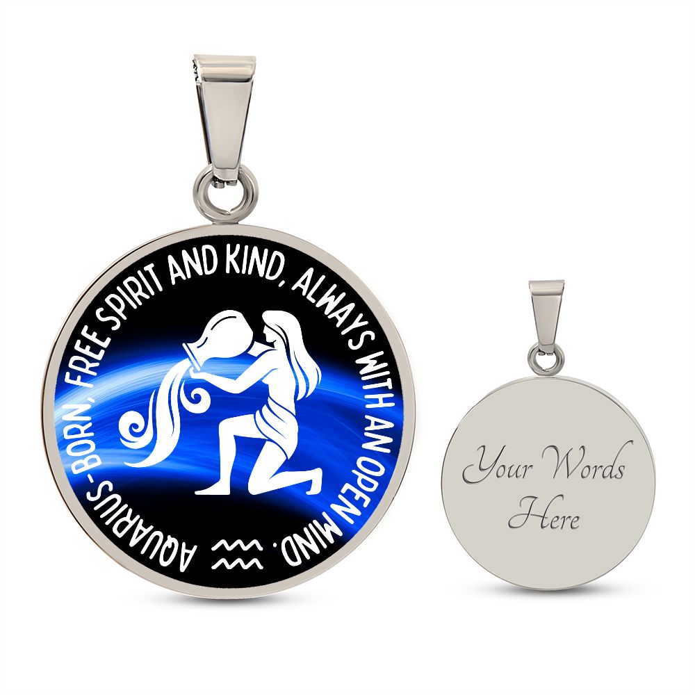 Aquarius Free Spirit And Kind Graphic Pendant Necklace