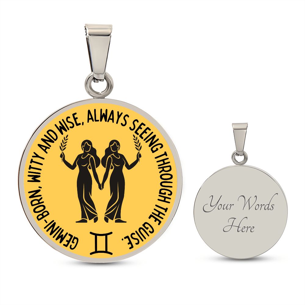 Gemini Witty And Wise Graphic Pendant Necklace