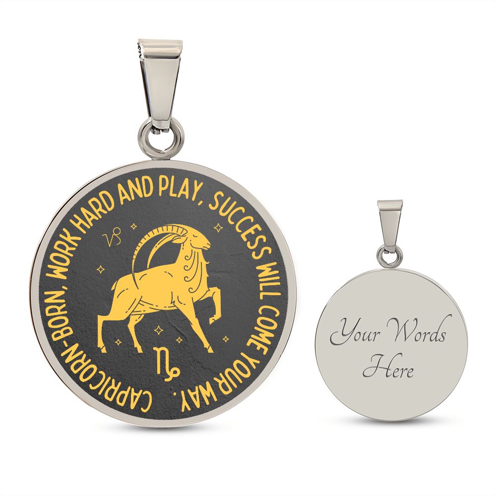 Capricorn Success Will Come Your Way Graphic Pendant Necklace