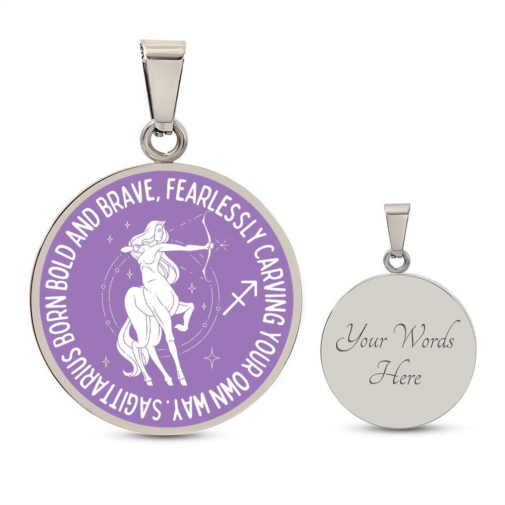 Sagittarius Born Bold And Brave Graphic Pendant Necklace