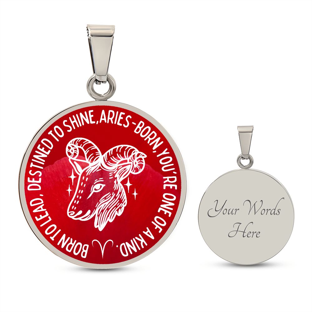 Aries Born To Lead Graphic Pendant Necklace